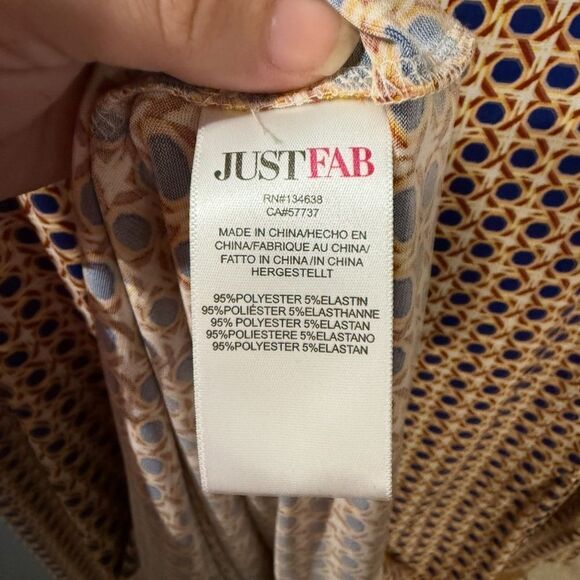 JustFab Open Front Patterned Tie Long Sleeve Blouse/ Dress Size XL - Picture 6 of 9